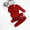 Ribbed Knitted cotton long sleeve Set